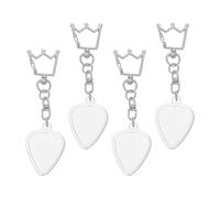RUNROTOO Set di 4 plettri per chitarra - Custodia trasparente in acrilico a forma di cuore con portachiavi - ideale per collezionisti e per organizzare i plettri durante i viaggi.