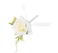 RUNROTOO Spilla Fiore Artificiale Bianco per Matrimonio Design Rosa per Sposo e Testimone Effetto Decorativo e Plastica per Occasioni Speciali