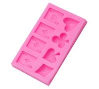 RUNROTOO Stampo in Silicone Rosa per Dolci Design Creativo a Tema Carte da Poker, Accessorio Multiuso per Decorazioni Dessert DIY in Cera e Gelatina
