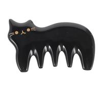 RUNROTOO Strumento Gua Sha in Corno di Bue Nero a 5 Denti, Piastra Raschiante Ergonomica per Massaggi Corpo e Viso, Accessorio per Raschiatura Estetica e Massaggi Relax