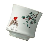 RUNROTOO Tazza da Tè Design Elegante e Semplicità Naturale in Ceramica Bianca da 105ml per Bevande Calde e Fredde, la Casa la Casa da Tè