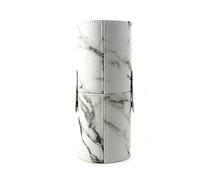 RUNSIBA 1pc PU Leather Makeup Brush Holder Marble Travel Brushes Case Bag Cup with Lid Portable Waterproof Dustproof Cosmetic Storage Organizer, 64432