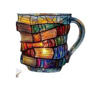 runsion Tazza da caffè con libri dipinti in 3D, tazza da caffè con libri dipinti, regalo da collezione per gli amanti della letteratura (C)