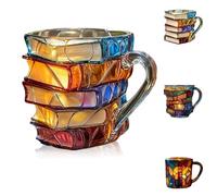 runsion Tazza da caffè con libri dipinti in 3D, tazza da caffè con libri dipinti, regalo da collezione per gli amanti della letteratura (A)