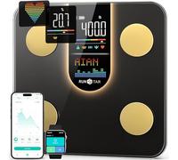 Bilancia Runstar Pesapesone, Bilancia Smart Con Display VA 8in1, Bilancia Pesapersone Digitale Alta Precisione Peso Corporeo, FC, BMI, Grasso Corporeo, 22 Dati Composizione Corporea, Sync App
