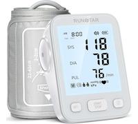 Runstar Misuratore di Pressione Sanguigna da Braccio, bracciale ad ampio intervallo (22-42cm), uso domestico, misuratore pressione sanguigna digitale automatico, memoria di lettura 2x99, grigio