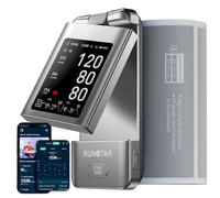 RunStar Sfigmomanometro intelligente wireless con display girevole, braccio superiore, macchina per la pressione sanguigna per uso domestico, portatile, ricaricabile, compatibile con app per iOS e