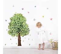 Runtoo Adesivi Murali Albero Grande Adesivi da Parete Piante Verdi Foglia Decorazioni Muro Soggiorno Cameretta Neonata Bambini