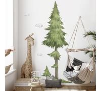 Runtoo Adesivi Murali Albero Pino Grande Adesivi da Parete Pianta Verde Decorazioni Muro Cucina Soggiorno Camera da Letto Cameretta Bimba