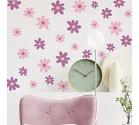 Runtoo Adesivi Murali Fiori Viola Rosa Adesivi da Parete Boho Margherita Floreale Decorazioni Muro Cameretta Camera da Letto Bimba Bagno Soggiorno