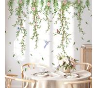 Runtoo Adesivi Murali Foglie di Vite Verdi Adesivi da Parete Fiori Uccelli Piante Decorazioni Muro Soggiorno Camera da Letto Ufficio