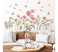 Runtoo Adesivi Murali Giardino Fiori Bobo Adesivi da Parete Farfalle e Fiori Grandi Decorazioni Muro Camera da Letto Soggiorno Camerette Bambini