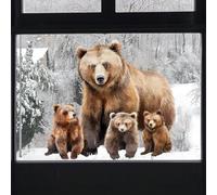 Runtoo Adesivi Murali Orso Adesivi da Parete Animali Realistici Giungla Decorazioni Muro Finestre Camera da letto Soggiorno
