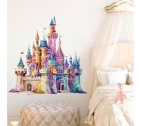 Runtoo Decalcomanie da parete con castello delle principesse per camera da letto delle ragazze, acquerello, fiabe, adesivi da parete per cameretta dei bambini