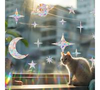 Runtoo Decalcomanie per la prevenzione degli scioperi degli uccelli per finestre adesivi anti collisione per bambini uccelli non adesivi riutilizzabili luna stelle vinile arcobaleno vetro porta