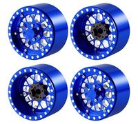 Runup 4 cerchi Beadlock da 2,2" con profondità di inserimento -15 mm, mozzo ruota in alluminio 12 mm per 1/10 assiale SCX10 90046 TRX4 RC Rock Crawler Car (blu)