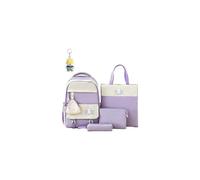 Runxi Life Hall Primary and Middle School Students' School Bag, Casual and Versatile Four-Piece Backpack, Middle School and Lilac