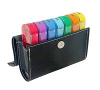 Runxingfu Dispenser 7 Giorni 28 Scomparti Colourful Weekly Pill Box Black PU Pouch Large Capacity Portable Moisture Resistant Holds Vitamins Fish Oil Supplements Vitamin Drugs