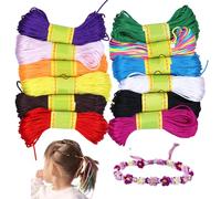 RUNYU 12 rotoli di filo di nylon per bracciali, 1,5 mm, per braccialetti dell'amicizia, 12 colori, filo di nylon per braccialetti fai da te (20 m)