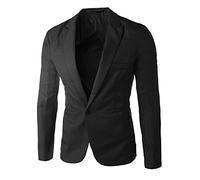 Runyue Slim Fit Uomo Casual One Button Elegante Vestito di Affari Cappotto Giacca Blazers Nero S