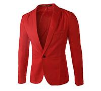 Runyue Slim Fit Uomo Casual One Button Elegante Vestito di Affari Cappotto Giacca Blazers Rosso M