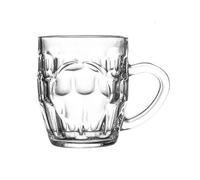 RUNZE765Z Bicchieri da cucina Bicchieri senza piombo con manico, tazze in vetro trasparente fossette da 13,5 once for acqua, tè, latte, caffè, birra, lavabili in lavastoviglie per succhi