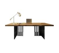 RUNZE765Z Scrivania ufficio classica Modern Home Office Desk, Industrial Style Executive Wooden Writing Table Workstation with Black Metal Frame per scrivere(M)