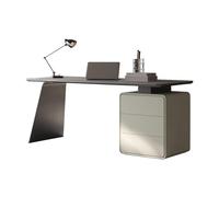 RUNZE765Z Scrivania ufficio classica Scrivania for PC da ufficio con schedario, tavolo studio 3 cassetti, piano in ardesia liscia e gamba in metallo stabile per scrivere(XL)