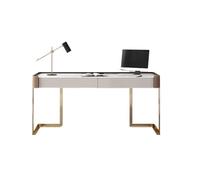 RUNZE765Z Scrivania ufficio classica Scrivania Rock Plate Saddle Leather Modern Home Light Luxury Studio Designer Office Desk Contro il Muro Student PC Table per scrivere(120 * 60 * 75cm)