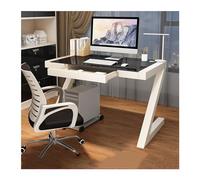 RUNZE765Z Scrivania ufficio classica Semplice e moderno tavolo da PC in vetro temperato, scrivania for ufficio, camera letto, con cassetti per scrivere(Nero,120 * 60 * 75cm)
