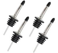 RUOJLING 4 Pezzi Metal pour Barman,Beccuccio Bottiglie Cocktail,Versatori Cocktail,Versatori in Acciaio Inox,Beccuccio Conico Liquore Bottiglia,Metal pour Barman Professionali,con Cappucci di Gomma