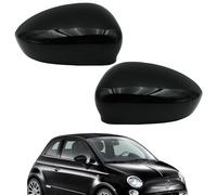 Ruolin Tappi per Specchietti, Copri Specchietto Retrovisore Auto Coppia Calotte Specchio Destra + Sinistra Nera Sostituzione per Fiat 500 2007-2023