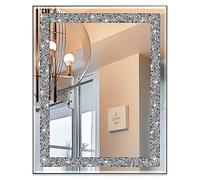 Ruomeng - Specchio da parete rettangolare con cristalli di diamante tritati per la decorazione della casa, specchio decorativo per bagno, ingresso e camera da letto, 41 x 51 cm
