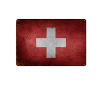 Ruoruo Targa in latta con bandiera della Svizzera, stile vintage, protezione dai raggi UV, stampa a inchiostro, resistente alle intemperie, per casa, affari, bar, 20,3 x 30,5 cm