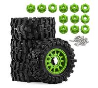 Ruot Pneumatici Ricamb Per Tamiya Per MJX Per HPI Per Kyosho 1/10 Parti | Kit Pneumatici Ruote Short Course Battistrada Alta Trazione Mozzi Esagonali Multipli Uso Fuoristrada(Green)