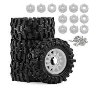 Ruot Pneumatici Ricamb Per Tamiya Per MJX Per HPI Per Kyosho 1/10 Parti | Kit Pneumatici Ruote Short Course Battistrada Alta Trazione Mozzi Esagonali Multipli Uso Fuoristrada(White)