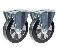 Ruota 200 mm 8" gomma nera fissa forte capacità 700 kg, set di 2