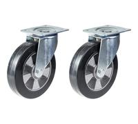 Ruota 200 mm 8" gomma nera girevole forte capacità 700 kg, set di 2