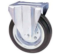 RUOTA A FORCELLA SU PIASTRA 80A AVO A/ZINCR/GOMMA NERA D.MM 180X50 P.MM 140X110