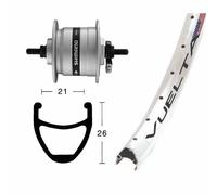 Exal Rodi Airline 1 Dynamo Shimano Dh3000 Front Wheel Bianco 9 x 100 mm White / Silver