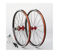 Ruota Anteriore E Posteriore Per Bici Pieghevole 20" 406 451 Set Di Ruote BMX Con Freno A Cerchione, 74/130mm QR, Cerchi A Doppia Parete In Alluminio, Cassetta A 8 9 10 11 Velocità(Black Red,451)