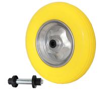 Ruota Carriola Antiforo Cerchio IN Acciaio 4.80/4.00-8 Con Asse PU Giallo Gomma