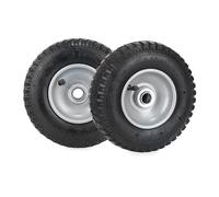 Relaxdays Set da 2 Ruote Carriole, 2.50-4, Pneumatico ad Aria, 2PR, Cerchione in Acciaio, Fino a 100 kg, Nero Argento, Gomma