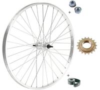 Ruota / Cerchio Posteriore 26 " X 1. 3 / 8 + Pignone 18 Denti Bici + Flap