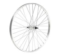 Ruota cerchio posteriore bici bicicletta mtb 26x1,75 6/7v. in alluminio, mozzo in acciaio, chiusura con dado, silver