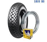 RUOTA COMPLETA COPERTONE CERCHIO E CAMERA 3-00-10 MICHELIN VESPA 50 SPECIAL
