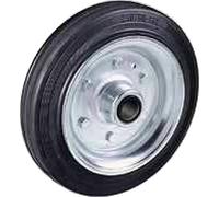 Ruota con anello gomma piena nera Diametro mm.250x60 Portata Kg.300 con disco in ferro mozzo cuscinetto a rullini Ruote per carrelli a traslazione manuale per carichi medi. Settore industriale(250)