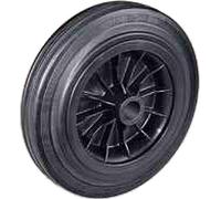 Ruota con anello in gomma nera disco in plastica Diametro mm.200 Portata Kg.205 Ruote per carrelli a traslazione manuale per carichi leggeri. Settore industriale (200)