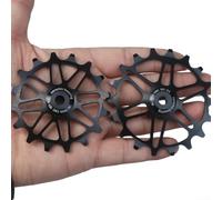 Ruota con cuscinetto in ceramica 16T/18T per bicicletta, deragliatore, puleggia stretta e larga per un funzionamento regolare (rosso 16T)