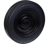 Ruota da 350 mm con gomma nera su centro in acciaio stampato